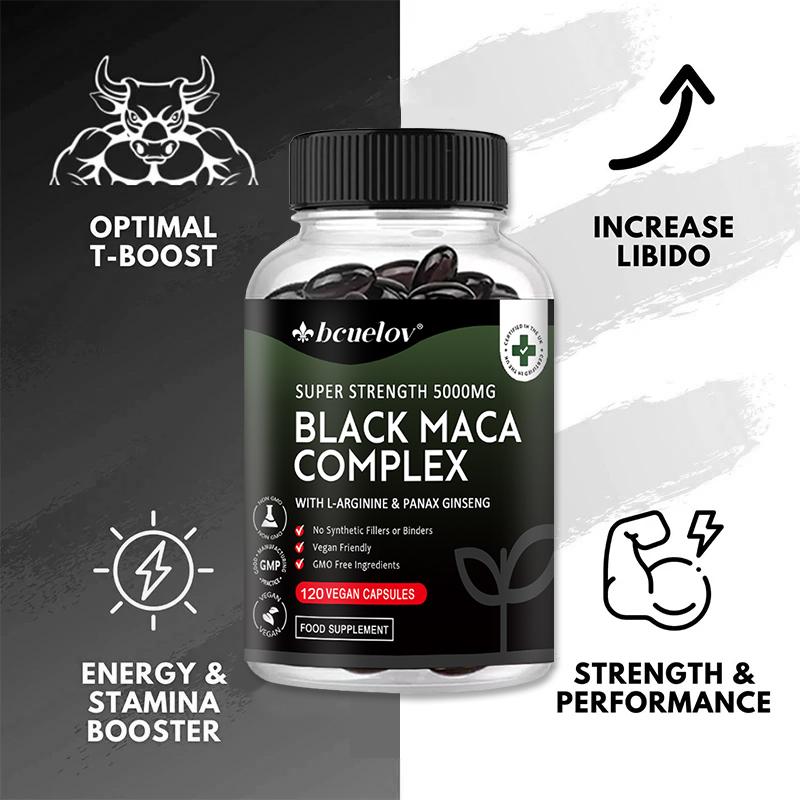 Black Maca Complex: Enhances Stamina | Improves Mood | Boosts Energy 120 Capsules