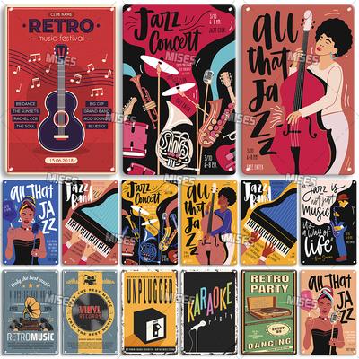 MISES Music Metal Plate Rock Metal Plaque Vintage Metal Poster Bar Club Home Decorative Plate Musical Instrument Metal Sign