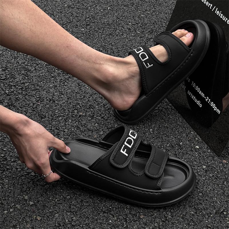 Fashion Indoor Outdoor All-match Sandals for Men 2025 New Men's PU Leather Slippers Mens Slip On Shoes Non-Slip Comfortable House Shoes