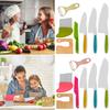 Kids Cooking Cutter Set Kids Knife Toddler Wooden Cutter Cooking Plastic Fruit Knives To Cut Fruits Peeler Kitchen Supplies