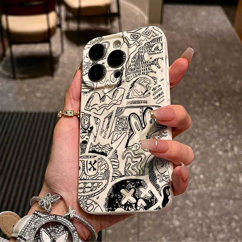 Creative monster graffiti applies to Apple 17Pro mobile phone case IP16/15 matte 14 folds 13 personality 12 soft