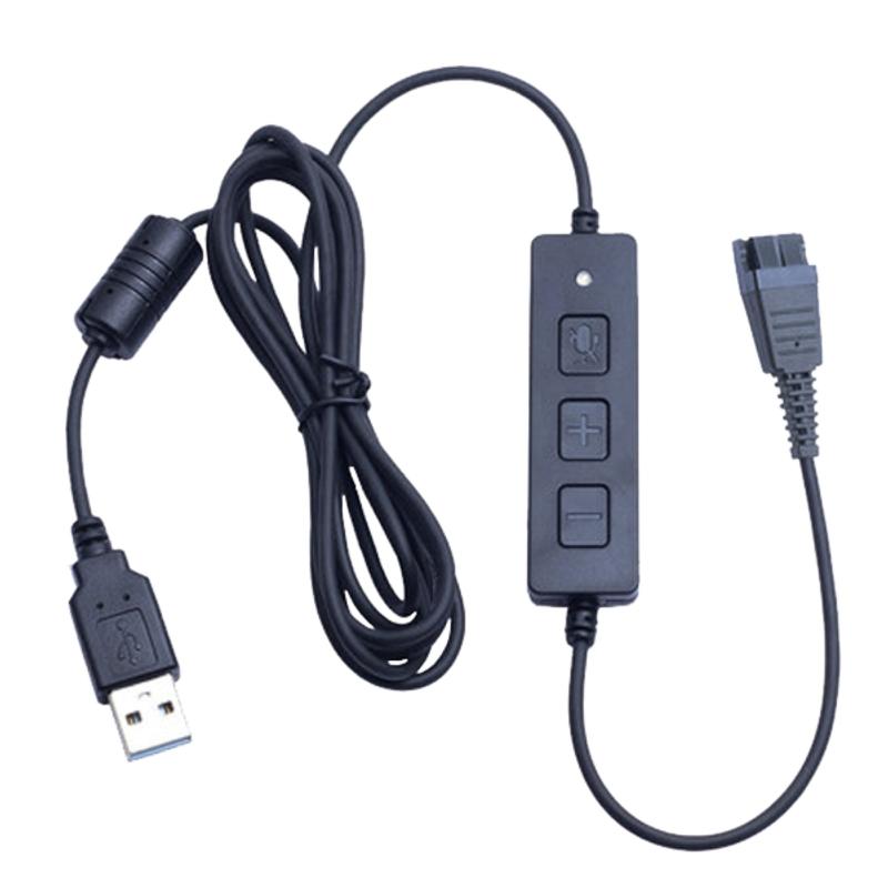 Адаптер-переходник с быстроразъемного QD-кабеля гарнитуры на USB-штекер. Кабель для колл-центра, офиса, дома, игр с QD-интерфейсом для наушников.