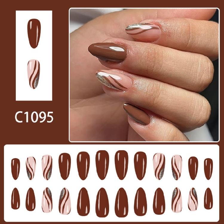 Wiederverwendbare Kaffeebraune Glitzer-Fingernagel-Maniküre Inspiriertes Nageldesign für den täglichen Gebrauch Glitzer-Design Bereit für Abendveranstaltungen