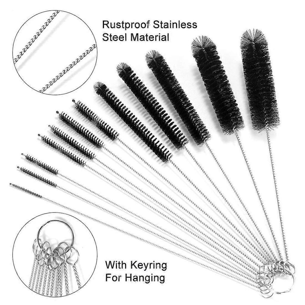 Flaschenbürsten zur Reinigung, Pfeifenreiniger-Bürste, Kleine Bürste zur Reinigung, Wiederverwendbare Strohhalm-Reinigungsbürste, Schwarz
