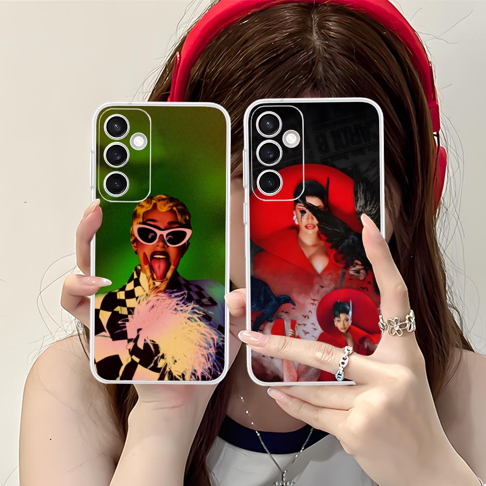 Cardi B Clear Mobile Phone Case for Samsung Galaxy S25 S24 S23 S22 S21Plus FE Ultra Colorful Cover