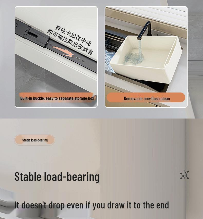 Multi-Functional Kitchen Pull-Out Storage Basket and Organizer Drawer