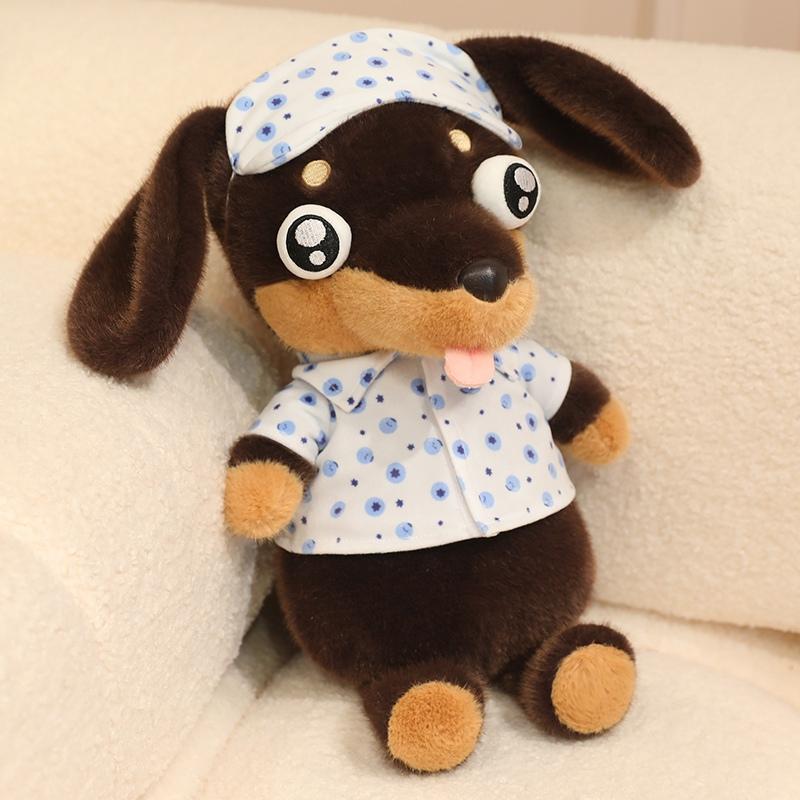 40CM Adorable Big Eyes Dachshund Plush Toy Soft Stuffed Animal Dog Doll Funny Dachshund Wear Clothes Doll Pet Puppy Gifts