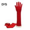 1 Pair Bride Wedding Gloves Golden Velvet Anti-slip Five Fingers Retro Pure Color Dance Ball Banquet Cocktail Party Ball Lady Gloves