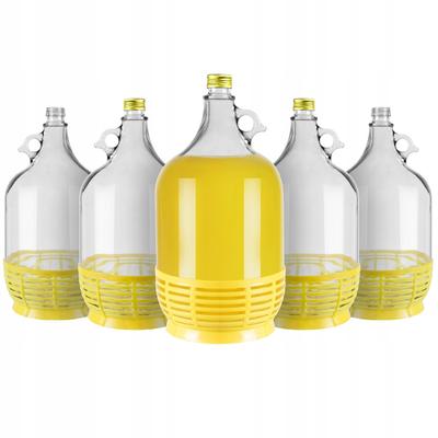 6X Dama 5L W Cesto Con Tappo Damigiana Fiasca Pallone Per Vino Vodka