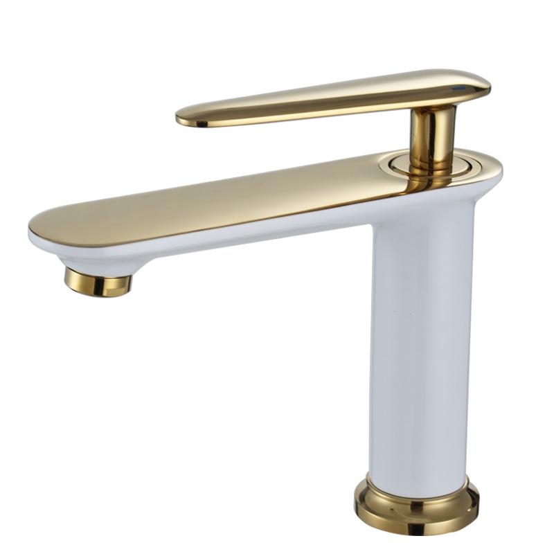 Northern Europe Basin Faucet Hot Cold Mixers Taps Deck Mount Bathroom Sink Faucets Single Handle White Black Gold