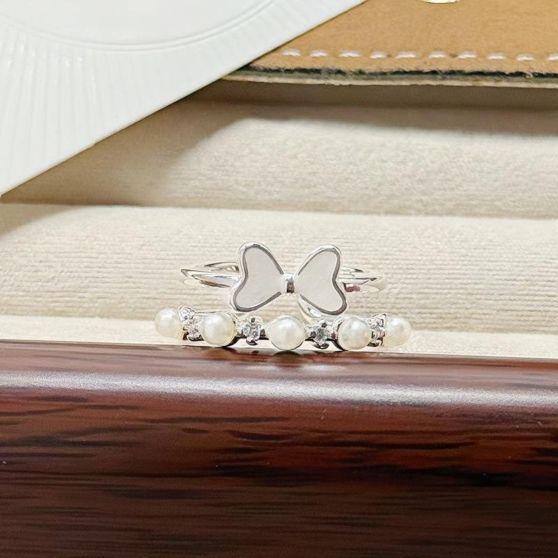 Butterfly Flower Enamel Super Flash Fashion Zir*****Pen Ring Women'S Exquisite Light Luxury Niche High-End Feeling Stacked Ring
