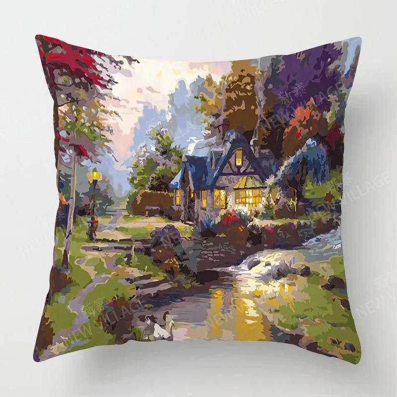Heim Wohnzimmer Dekoration Kissenbezüge Vintage Ölmalerei Stil Wurfkissenbezug 45*45 Kissenbezug 40x40cm 50x50 45x45