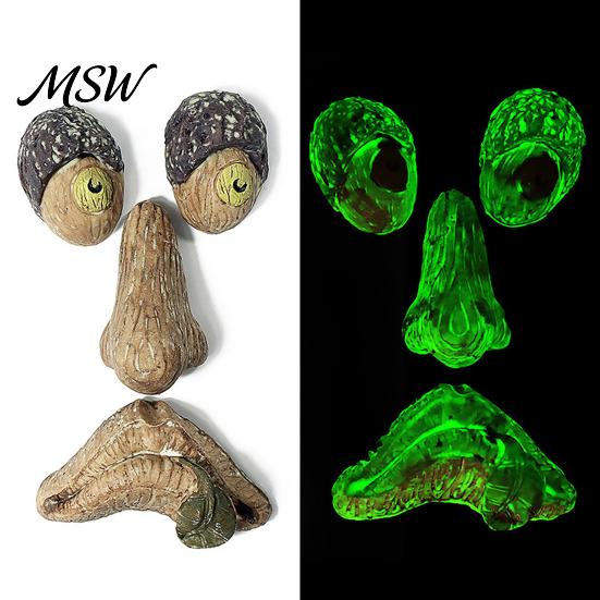 Decorative Tree Faces for Garden Glow?in?the?Dark Face Decor, Funny Old Man Bark Whimsical Forest Art Resin Ornament, Outdoor Halloween