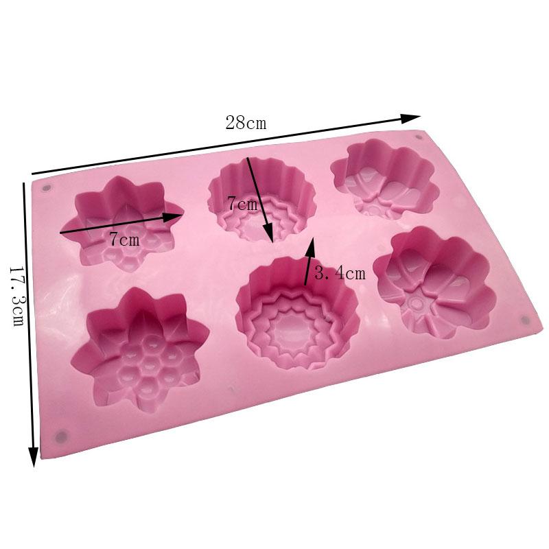 Snowflake Silicone Mold,6 Cavity 3D Flower Shaped Soap Mold,For Making DIY Chocolate Cake Jelly Baking Mold,Dessert Molds