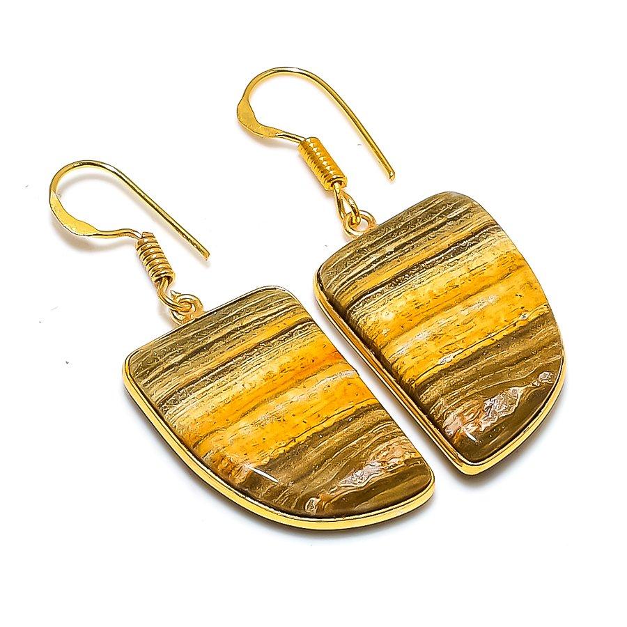 Rhyolite Jasper Gemstone 925 Solid Sterling Silver Jewelry Earring 1.77" GK-5792