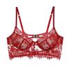 French eyelash lace underwear women's ultra-thin beautiful back sexy bra big chest small anti-sagging bra cover