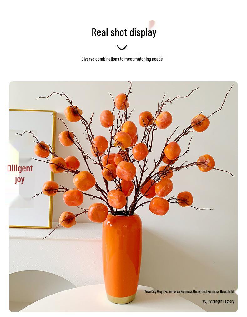 Persimmon Fruit Flower Arrangement: New Year's Dried Floral Decoration
