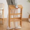 Household Solid Wood Folding Ladder Folding Chair Thickened Climbing Wooden Step Stool (Natural Wood Color)