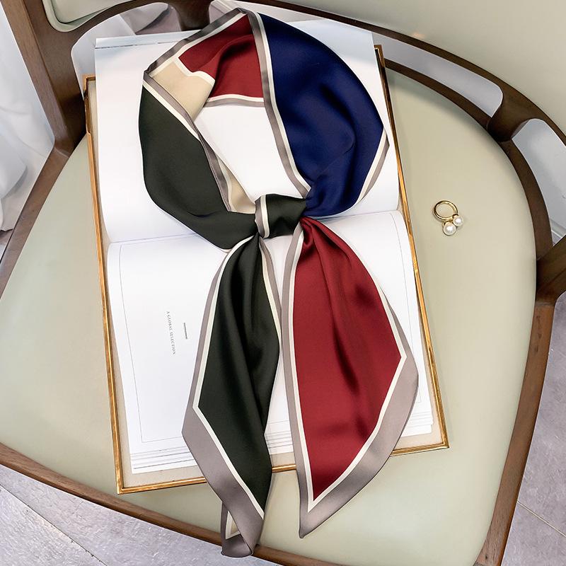 Korean Polka Dot Skinny Scarf: Imitation Silk Spring/Summer Neck Scarf & Headband Tie for Women