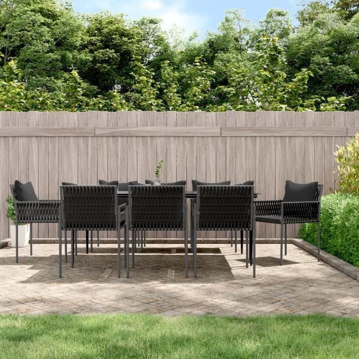 VidaXL Ensemble à manger de jardin 9 pcs coussins résine tressée acier 3187064