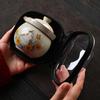 Portable Ru Kiln Ceramic Travel Tea Set - One Pot, One Cup, Tea and Water Separation, Office & Travel Use.