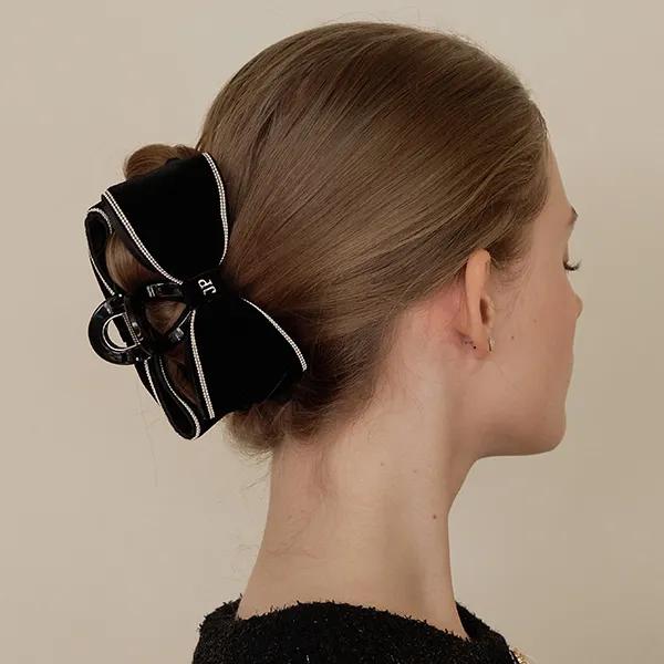 Line Velvet Ribbon Hair Clip JP-25-159CC