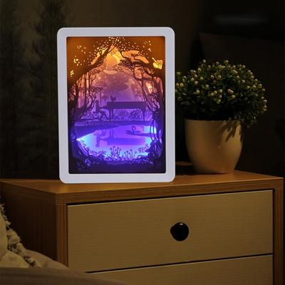 Umbre luminoase Hârtie sculptate Lumini DIY Creativ Telecomanda Lampă mică de noapte Lampă 3D de cameră sau de masă Decor de Crăciun Lampă Cadouri