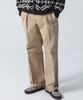 STAGE NAME Reverse Double-Pleated Elastic Wide Cotton Chino Pants_Beige