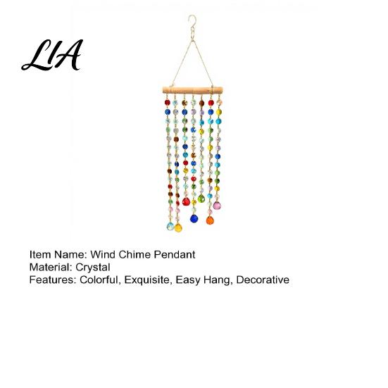 Decorative Courtyard Wind Chime Crystal Suncatchers, Window Crystals Hanging Suncatcher, Colorful Glass Beads Chain Bohemian Style Room Decoration