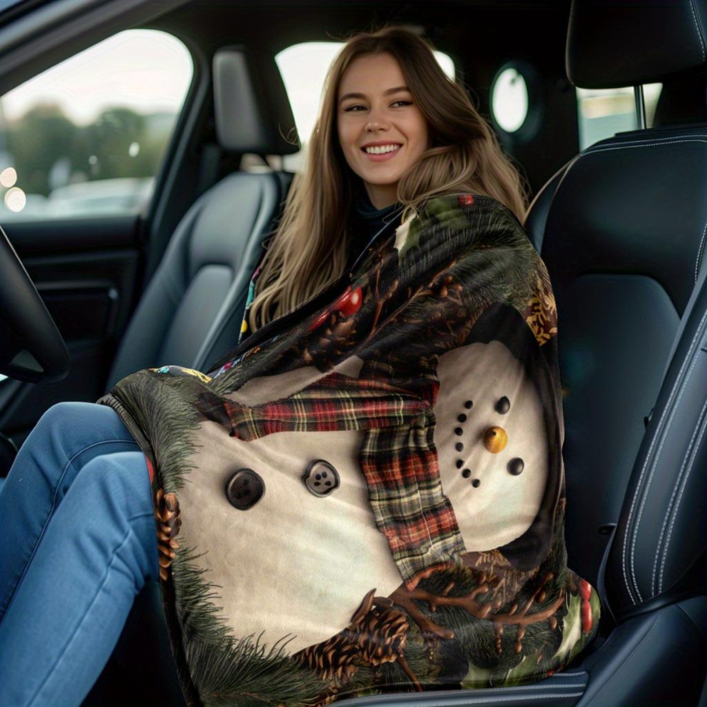 1 Snowman-patterned flannel blanket - soft and warm, suitable for camping, sofas, beds and chairs, a perfect holiday gift