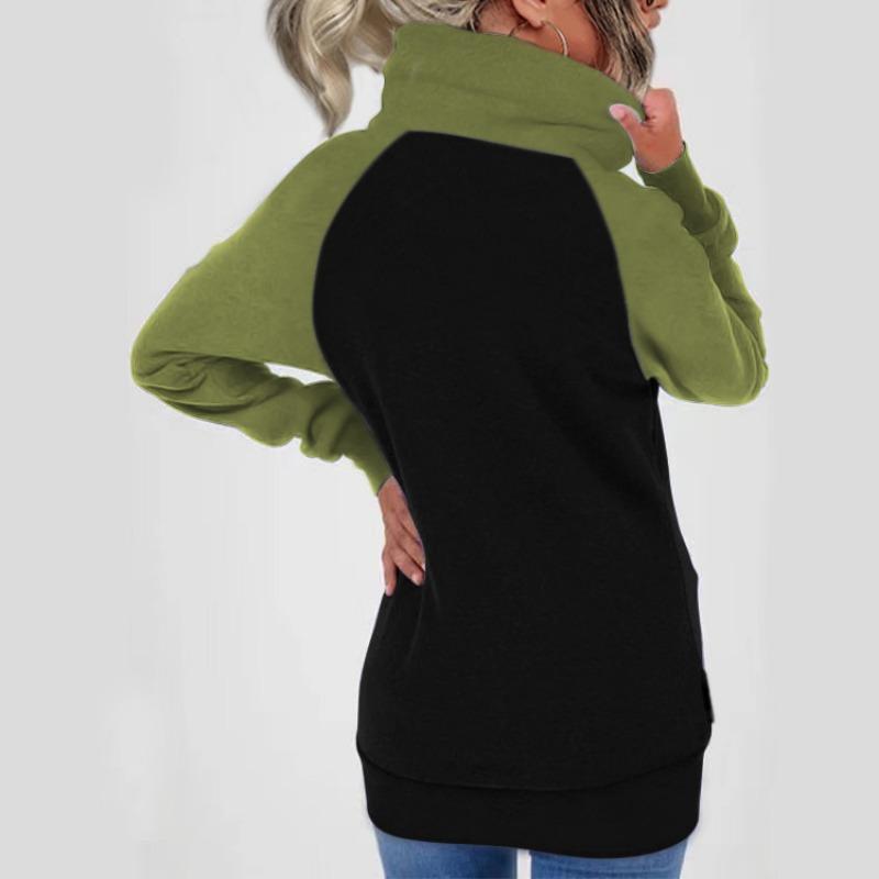 Women S Color Block Zip Up Hooded Sweatshirt Thick Fleece Plus Size Autumn Winter