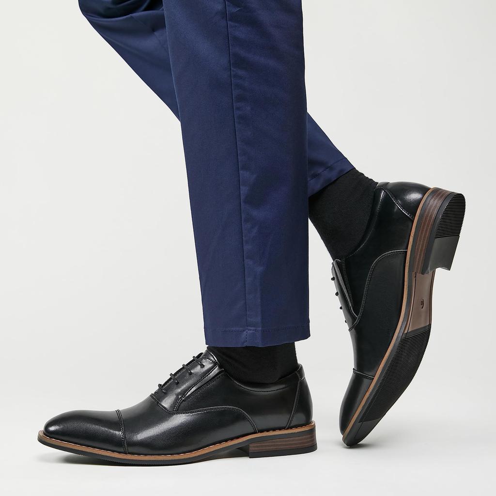 Foxsense Dress Premium Lightweight and Size Men's Straight-Tip Shoes, Leather, Wingtip, Waterproof, Formal, Black, 26.5cm, TN36-01