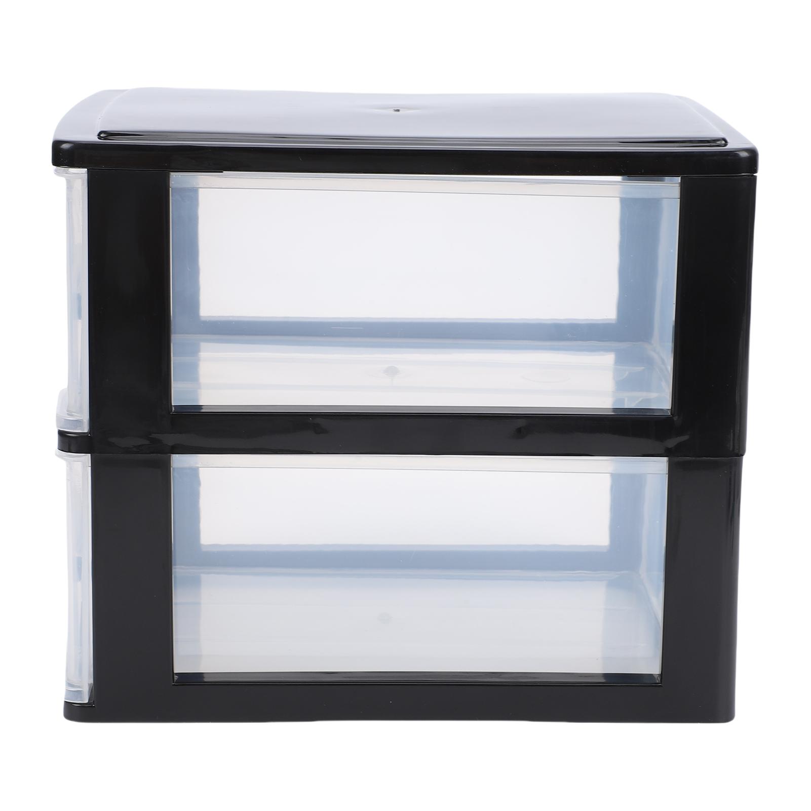 

Desk with 2 Drawers Plastic Stackable Transparent Desktop Stationary Storage Box for Home Dorm