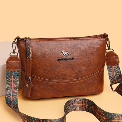 Borsa a tracolla retrò in morbida pelle, semplice borsa a secchiello, borsa monospalla di grande capacità
