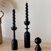 3Pcs/Set Vintage Candlestick Ornament Minimalist Candelabra Wooden Candle Holder  Living Room