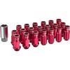 WORK Long Type Lock Nut Set, Lightweight Racing Nuts, Red, 19HEX M12 X P1.5, 50mm Overall Length, WORKRANUT-RD15