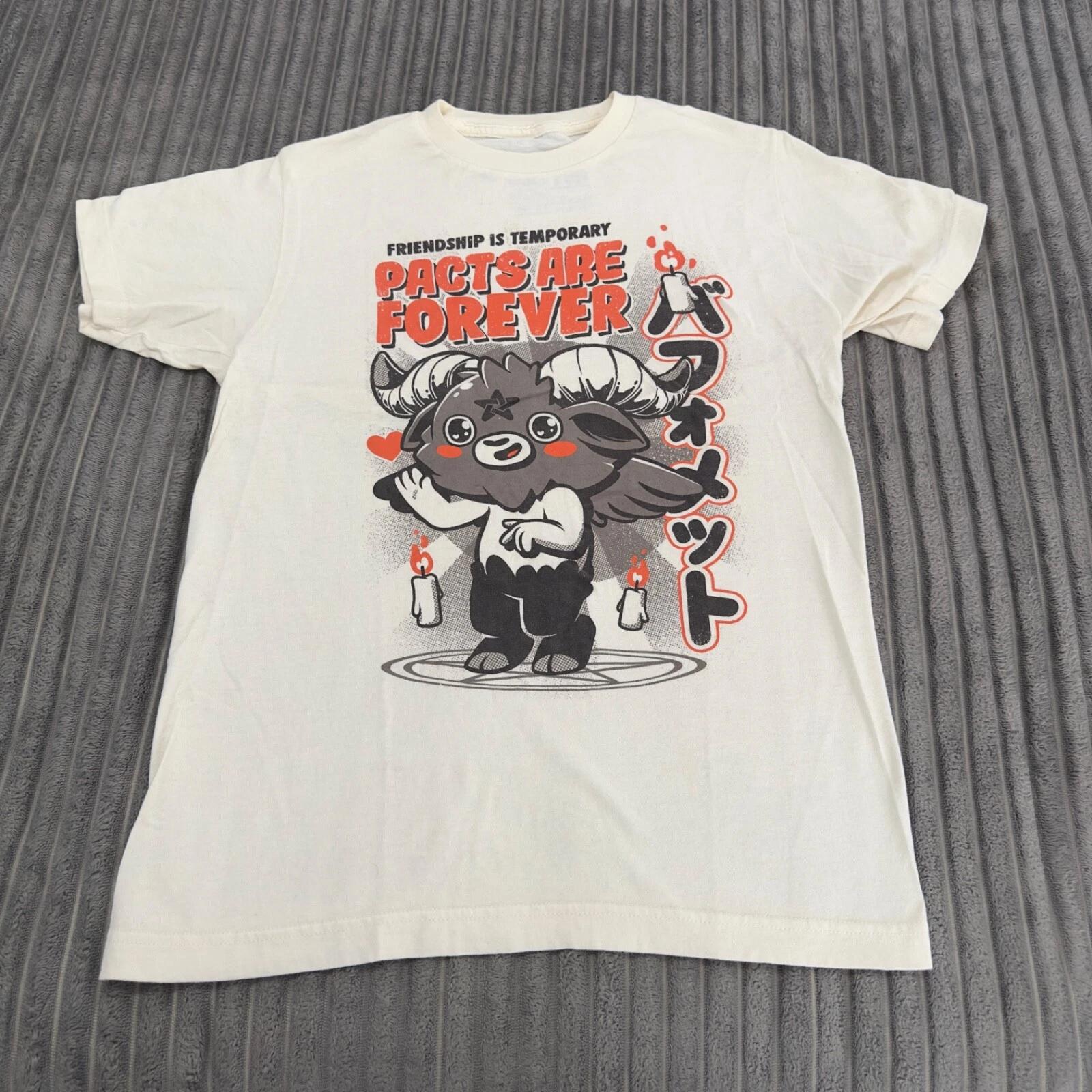 

Black Matter Pacts Are Forever T Shirt Adults S White Graphic Pentagram Goat 4XL