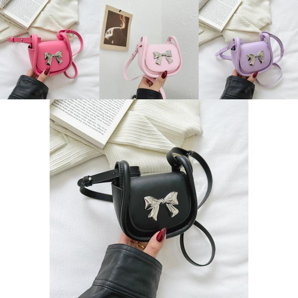 Cute Mini Crossbody Bag For Kids And Adults Stylish Bowknot Shoulder Bag Lightweight Pu Material