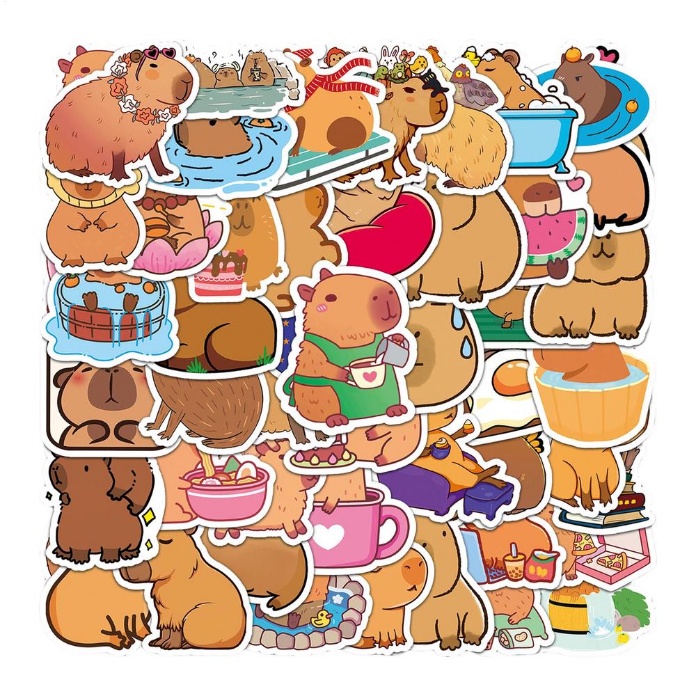 

50PCS Cute Capybara PVC Sticker Aesthetic Children s Decoration Scrapbooking Sketchbook Korean Stationery School Supplies