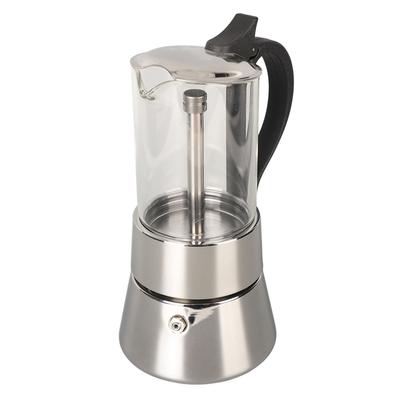 Kawiarka Moka Pot Crystal Glass Top Stal nierdzewna Kuchenka Kawiarka Moka Pot Klasyczny włoski ekspres do kawy na 4 filiżanki