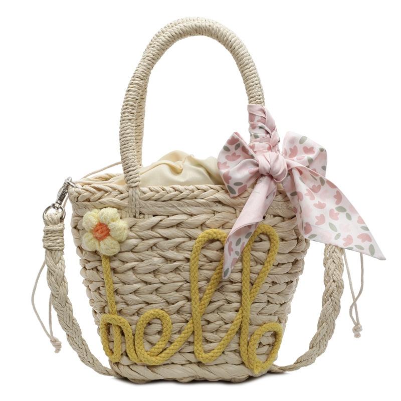 Woven Bag New Sweet Beautiful Women Bag Versatile Travel Holiday Wind Beach Bag Handmade Straw Bag