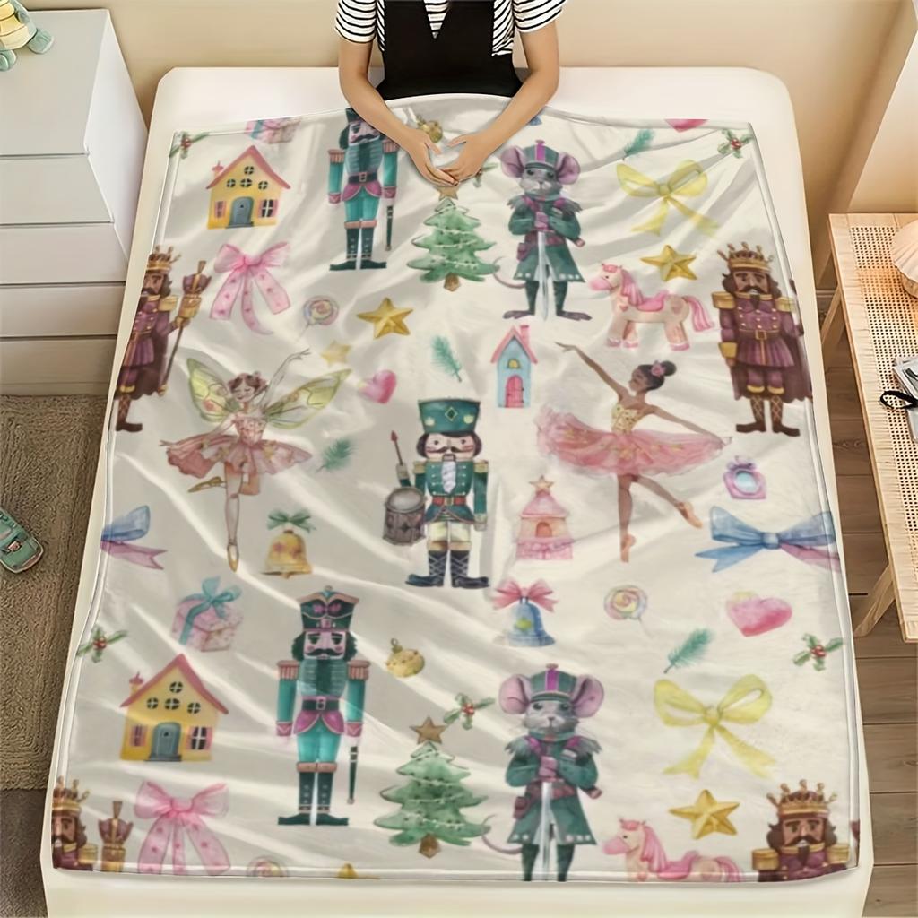 Christmas Nutcracker Blanket Christmas Nutcracker Ballet Plush Throw Blanket - Soft Flannel All-Season Cozy Blanket with Festive