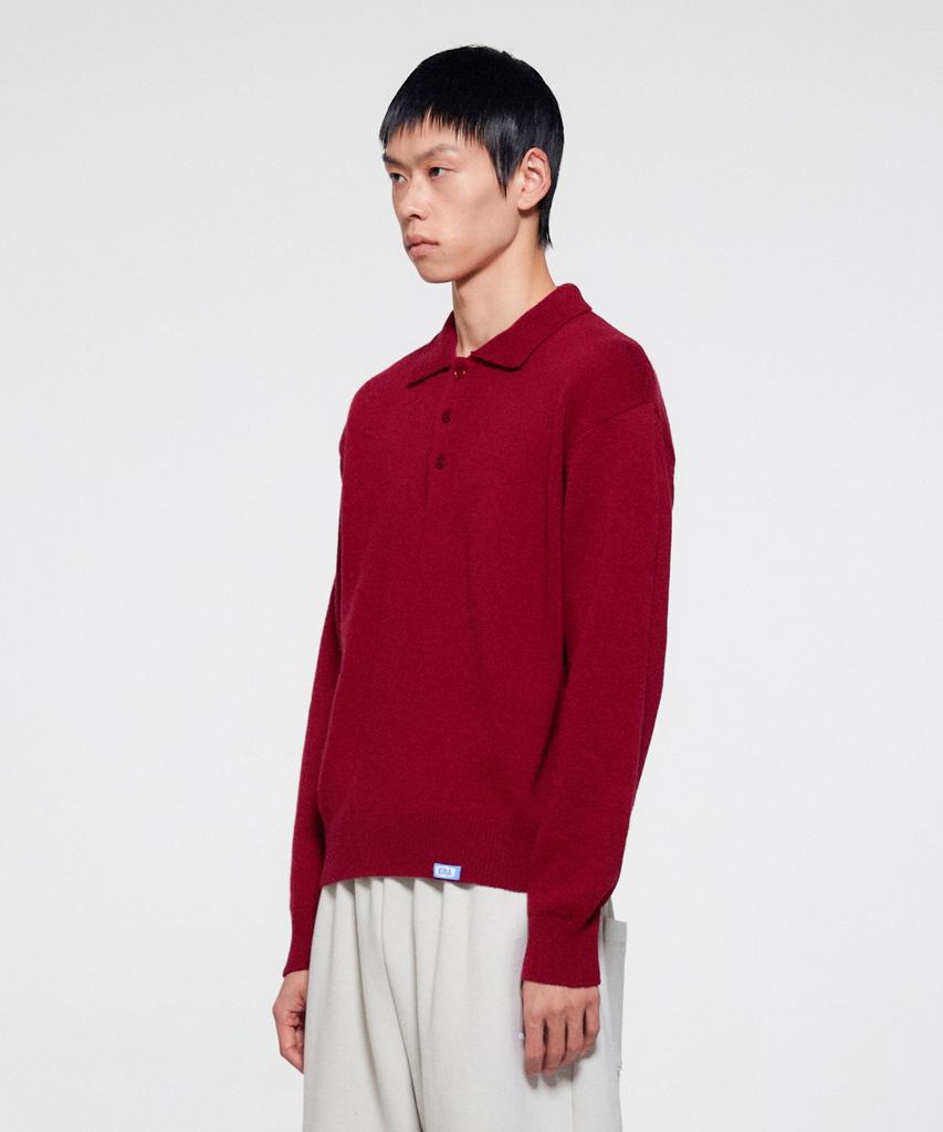 ERA Men Wool Blend Polo Sweater - Deep Burgundy