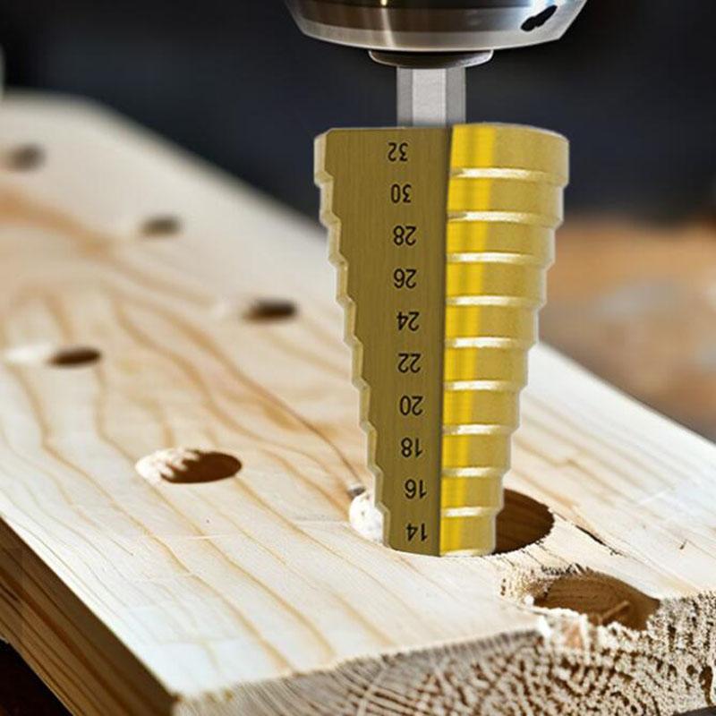 4-32mm/4-12mm/4-20mm Hss Step Drill Bit, Straight Groove Drill Titanium Coated Metal Driller, Drilling Tools Set