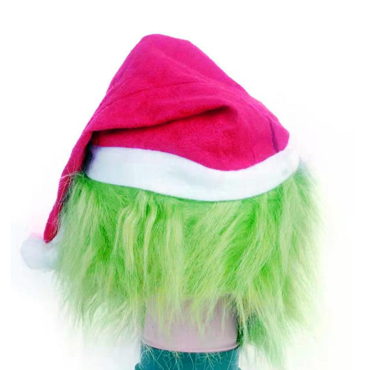 Christmas mask green furry monster Grinch headgear cosplay Funny Party Latex Mask