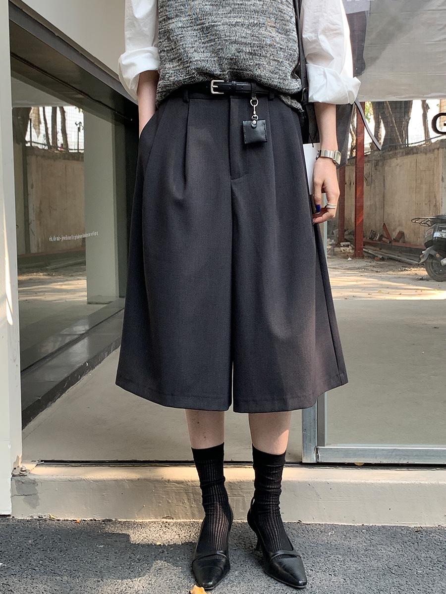 

Weisong Women s Korean Style High Waist Wide Leg Cropped Pants (2026) Large темно-серого