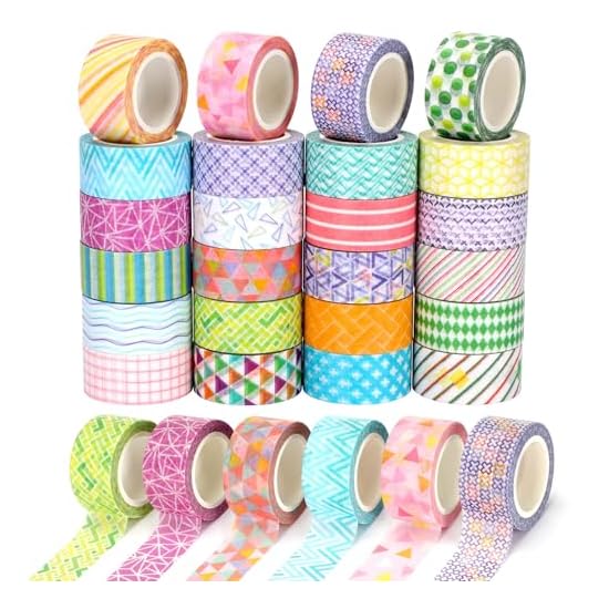 AUGSHYO Washi Tape, Cute 24-Roll Set, 5m Length, Decorative Tape for DIY, Gift Wrapping, 15mm Width 