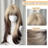Long Ombre Blonde Wigs with Bangs Synthetic Straight Hair Lolita Cosplay Halloween Natural Wigs for Women Heat Resistant