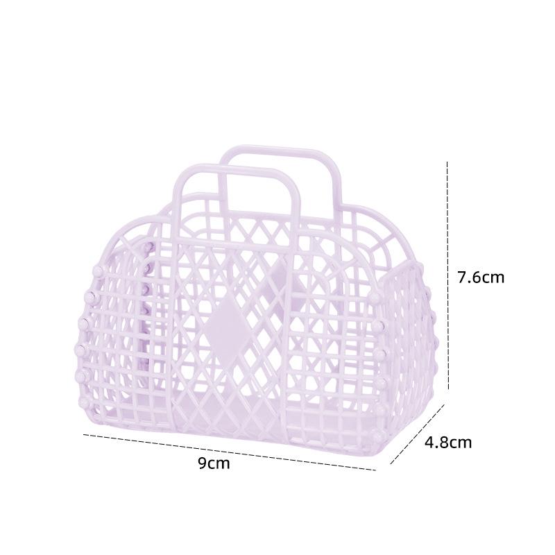Foldable Plastic Supermarket Tote Basket - Hollow Design for Shopping, Fruits, Toys, and More.