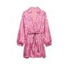 2025 Spring/Summer Women's Slim Fit Casual Waist-Cinching Tie Print Dress